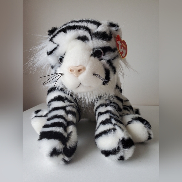 Ty Classics | Streaks the White Tiger | Large Beanie Baby Plush | NWT - Picture 1 of 10